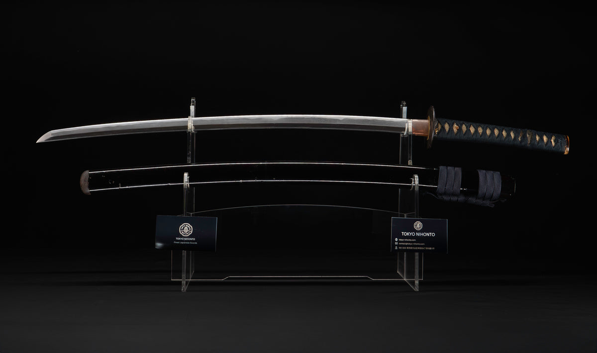 Antique Japanese Katana Sword with Hoso-Suguha Hamon, Phoenix Fuchi and Coin Menuki — Muromachi Period