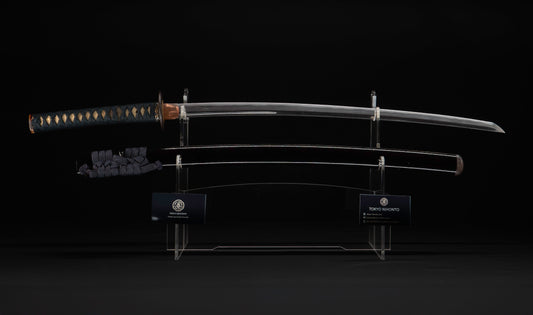 Antique Japanese Katana Sword with Hoso-Suguha Hamon, Phoenix Fuchi and Coin Menuki — Muromachi Period