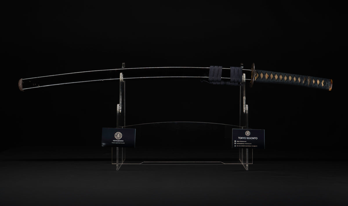Antique Japanese Katana Sword with Hoso-Suguha Hamon, Phoenix Fuchi and Coin Menuki — Muromachi Period