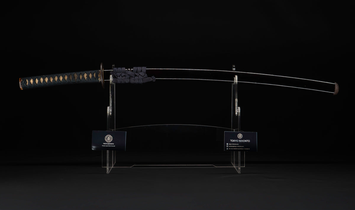 Antique Japanese Katana Sword with Hoso-Suguha Hamon, Phoenix Fuchi and Coin Menuki — Muromachi Period