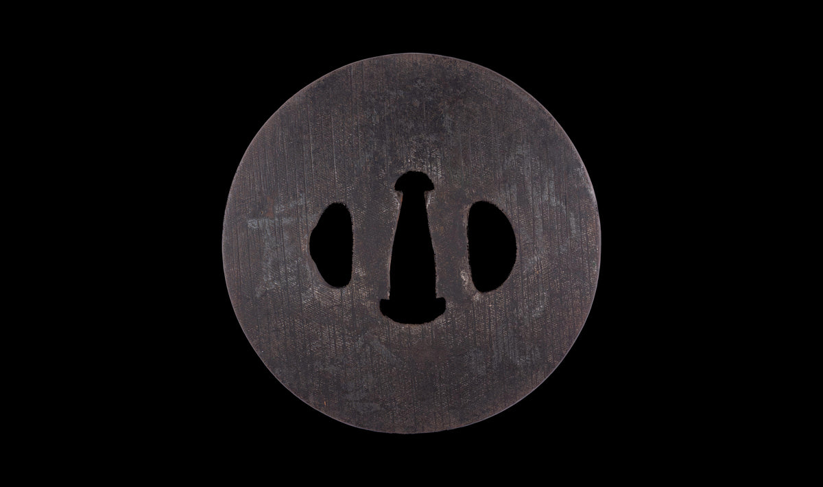Antique Japanese Katana Sword attributed to Sagami no Kami Yasuyuki with Suguha Hamon, Wave Fuchi-Kashira and Blue-Ground Iron Tsuba — Edo Shintō