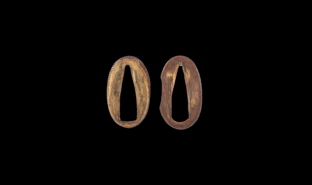 Antique Japanese Katana Sword attributed to Sagami no Kami Yasuyuki with Suguha Hamon, Wave Fuchi-Kashira and Blue-Ground Iron Tsuba — Edo Shintō