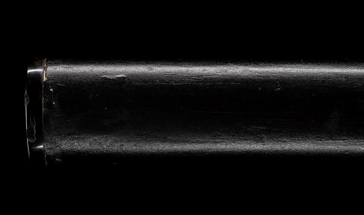Antique Japanese Katana Sword attributed to Sagami no Kami Yasuyuki with Suguha Hamon, Wave Fuchi-Kashira and Blue-Ground Iron Tsuba — Edo Shintō