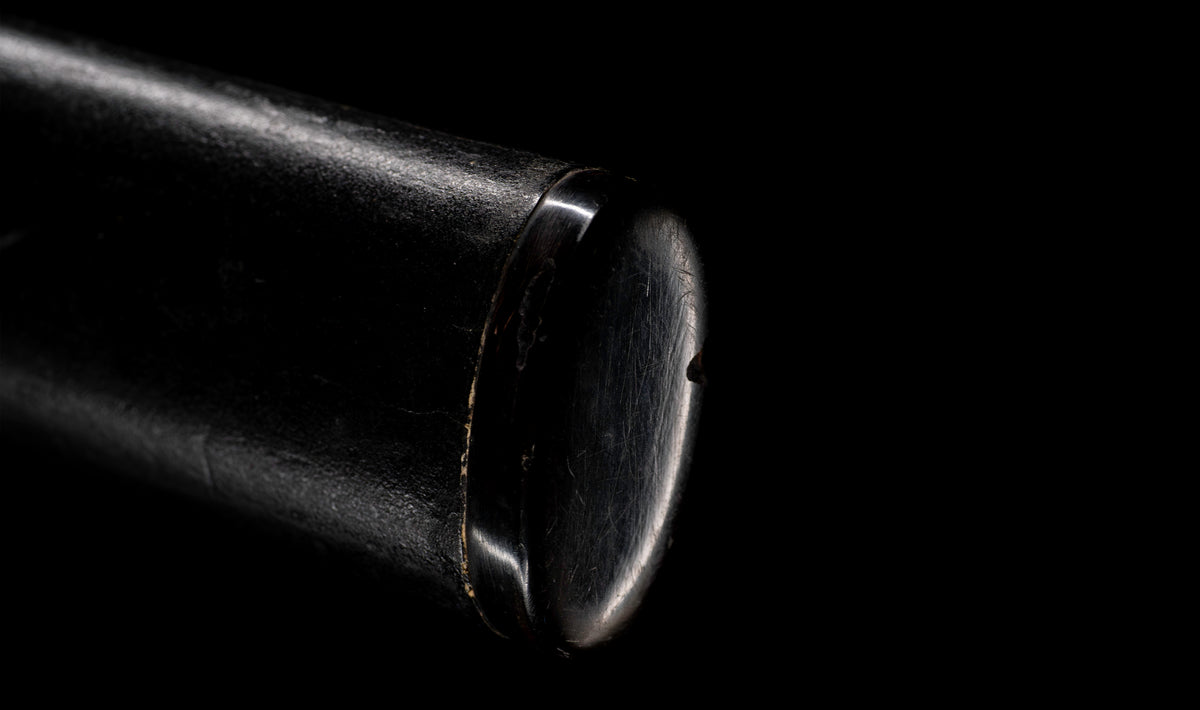 Antique Japanese Katana Sword attributed to Sagami no Kami Yasuyuki with Suguha Hamon, Wave Fuchi-Kashira and Blue-Ground Iron Tsuba — Edo Shintō