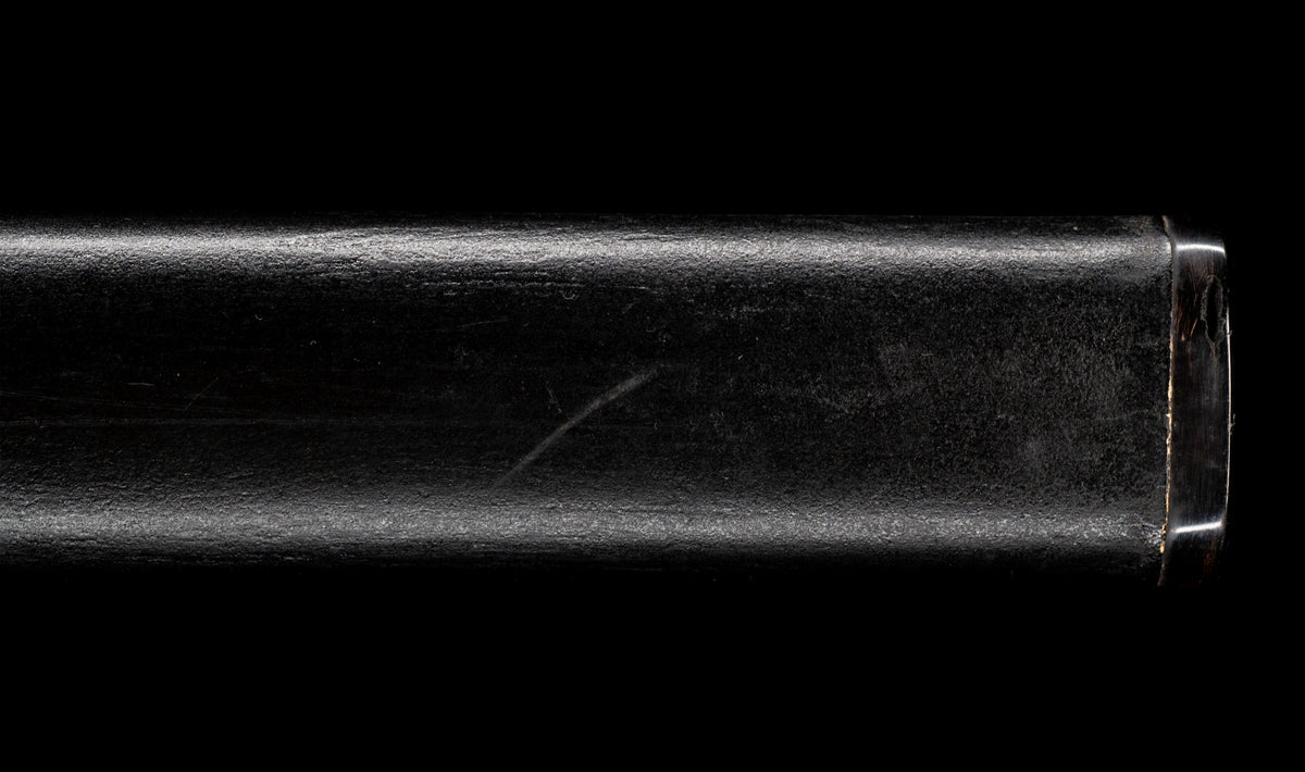 Antique Japanese Katana Sword attributed to Sagami no Kami Yasuyuki with Suguha Hamon, Wave Fuchi-Kashira and Blue-Ground Iron Tsuba — Edo Shintō