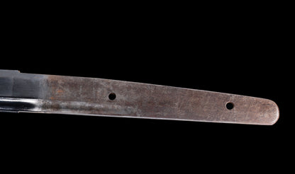 Antique Japanese Katana Sword attributed to Sagami no Kami Yasuyuki with Suguha Hamon, Wave Fuchi-Kashira and Blue-Ground Iron Tsuba — Edo Shintō