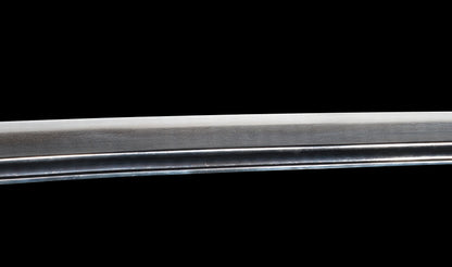 Antique Japanese Katana Sword attributed to Sagami no Kami Yasuyuki with Suguha Hamon, Wave Fuchi-Kashira and Blue-Ground Iron Tsuba — Edo Shintō