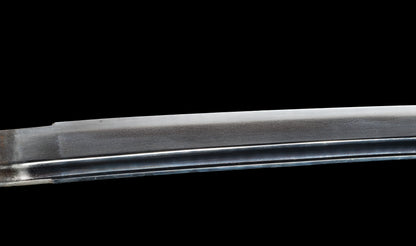 Antique Japanese Katana Sword attributed to Sagami no Kami Yasuyuki with Suguha Hamon, Wave Fuchi-Kashira and Blue-Ground Iron Tsuba — Edo Shintō