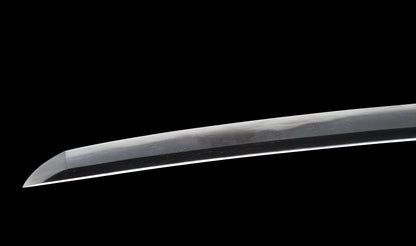 Antiker japanischer katana aus der Muromachi-Epoche, Kaifu zugeschrieben, mit durchbrochenem Eisen-Sukashi tsuba und Shakudō-Figuren fuchi-kashira - NBTHK Hozon