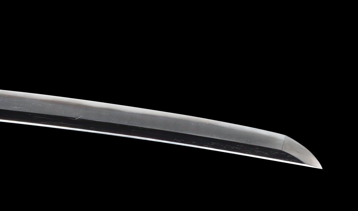 Antiker japanischer katana aus der Muromachi-Epoche, Kaifu zugeschrieben, mit durchbrochenem Eisen-Sukashi tsuba und Shakudō-Figuren fuchi-kashira - NBTHK Hozon