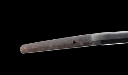 Antiker japanischer katana aus der Muromachi-Epoche, Kaifu zugeschrieben, mit durchbrochenem Eisen-Sukashi tsuba und Shakudō-Figuren fuchi-kashira - NBTHK Hozon