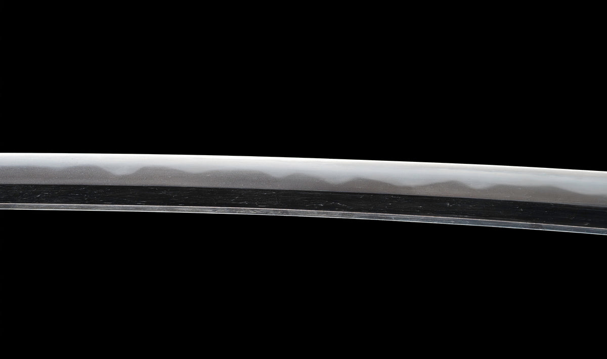 Antiker japanischer katana mit notare-gunome hamon, vergoldeten Drachenfiguren-menuki und roter Lackierter saya — Edo-Periode
