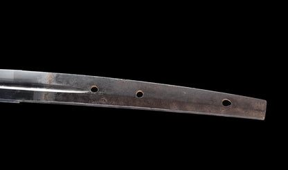 Antiker japanischer katana mit notare-gunome hamon, vergoldeten Drachenfiguren-menuki und roter Lackierter saya — Edo-Periode