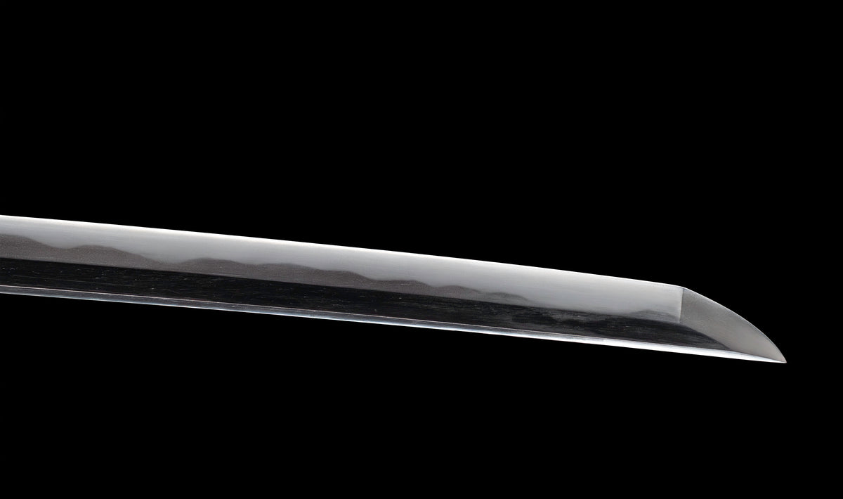 Antiker japanischer katana mit notare-gunome hamon, vergoldeten Drachenfiguren-menuki und roter Lackierter saya — Edo-Periode