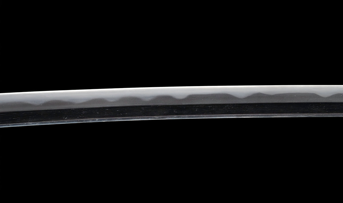 Antiker japanischer katana mit notare-gunome hamon, vergoldeten Drachenfiguren-menuki und roter Lackierter saya — Edo-Periode