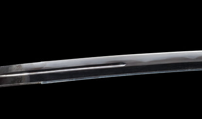 Antiker japanischer katana mit notare-gunome hamon, vergoldeten Drachenfiguren-menuki und roter Lackierter saya — Edo-Periode