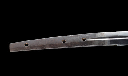 Antiker japanischer katana mit notare-gunome hamon, vergoldeten Drachenfiguren-menuki und roter Lackierter saya — Edo-Periode