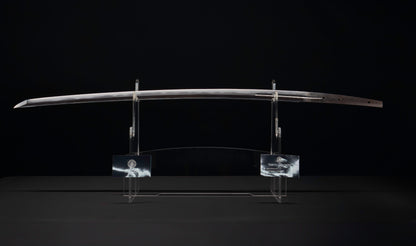 Antiker japanischer katana mit notare-gunome hamon, vergoldeten Drachenfiguren-menuki und roter Lackierter saya — Edo-Periode