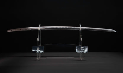 Antiker japanischer katana mit notare-gunome hamon, vergoldeten Drachenfiguren-menuki und roter Lackierter saya — Edo-Periode