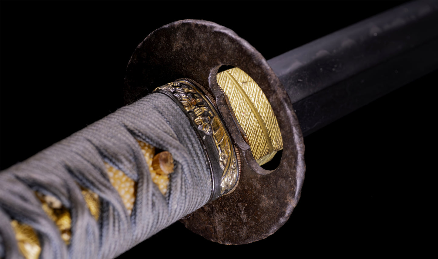 Antique Japanese Katana Sword, Edo Period with Musha-e Battle Koshirae