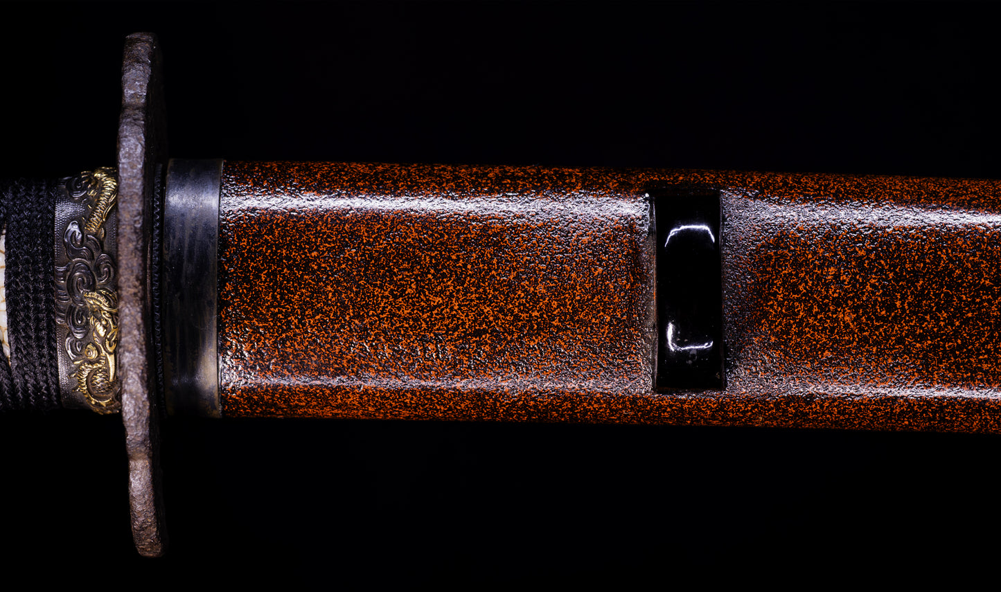 Antique Japanese Katana Sword signed Jumyo with Reddish Koshirae