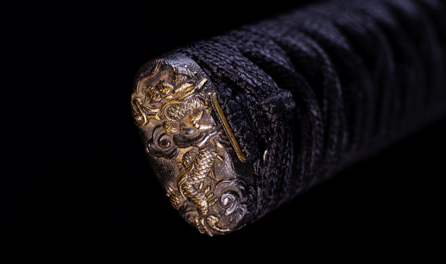 Antique Japanese Katana Sword signed Jumyo with Reddish Koshirae