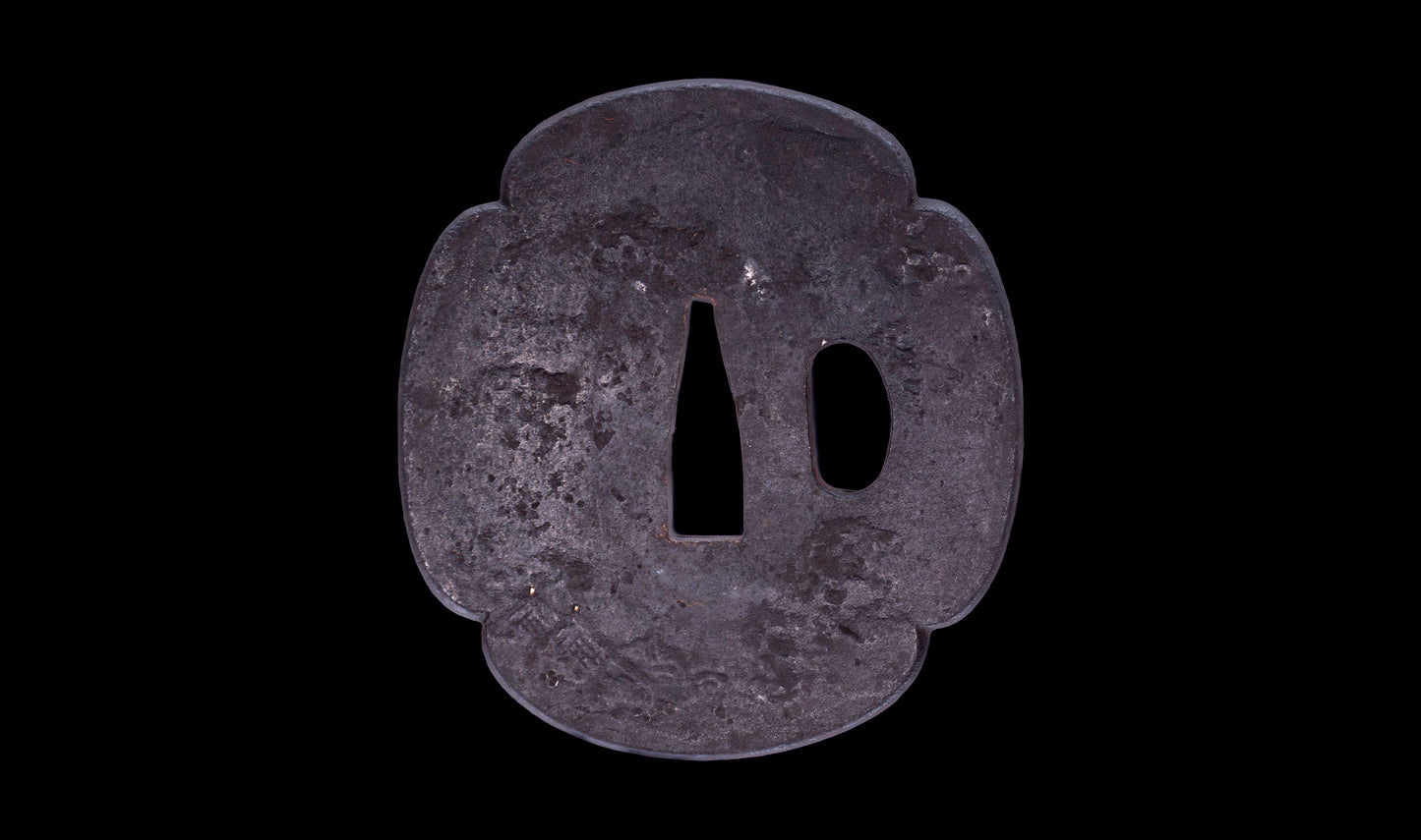 Antique Japanese Katana Sword with Tombo Dragonfly Menuki & Sansui Landscape Tsuba