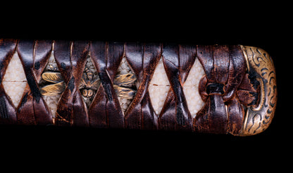 Antique Japanese Katana Sword with Tombo Dragonfly Menuki & Sansui Landscape Tsuba