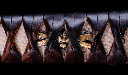 Antique Japanese Katana Sword with Tombo Dragonfly Menuki & Sansui Landscape Tsuba