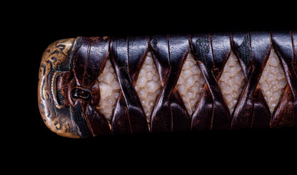 Antique Japanese Katana Sword with Tombo Dragonfly Menuki & Sansui Landscape Tsuba