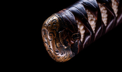 Antique Japanese Katana Sword with Tombo Dragonfly Menuki & Sansui Landscape Tsuba