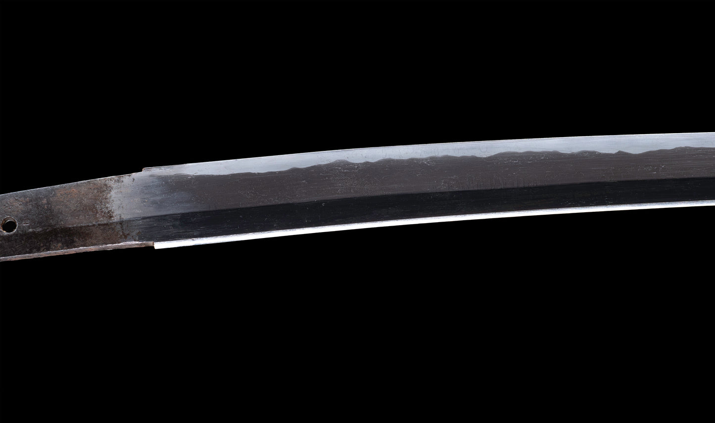 Antique Japanese Katana Sword with Tombo Dragonfly Menuki & Sansui Landscape Tsuba