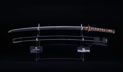 Antique Japanese Katana Sword with Tombo Dragonfly Menuki & Sansui Landscape Tsuba