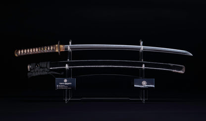 Antique Japanese Katana Sword with Tombo Dragonfly Menuki & Sansui Landscape Tsuba