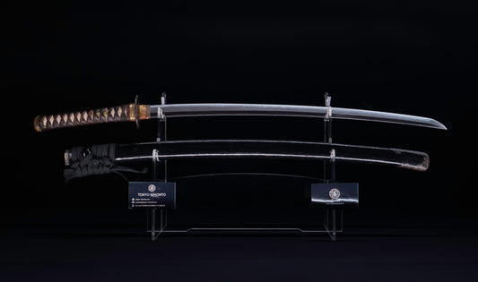 Antique Japanese Katana Sword with Tombo Dragonfly Menuki & Sansui Landscape Tsuba