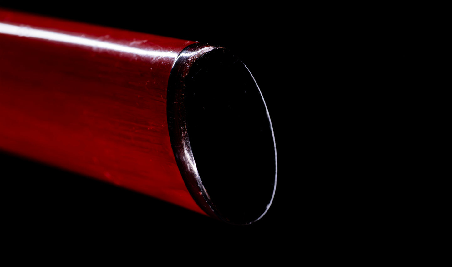 Antique Japanese Katana Sword with Red Saya and Gold Fukurin Momiji Tsuba