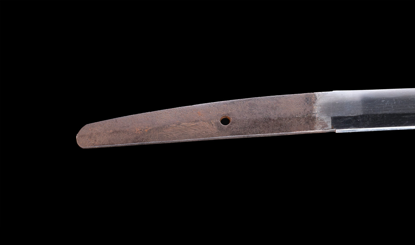 Antique Japanese Katana Sword with Red Saya and Gold Fukurin Momiji Tsuba