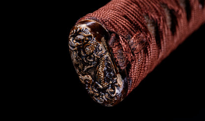 Katana japonesa antigua firmada Kojima Katsumasa con tsuba de hierro tipo paisaje