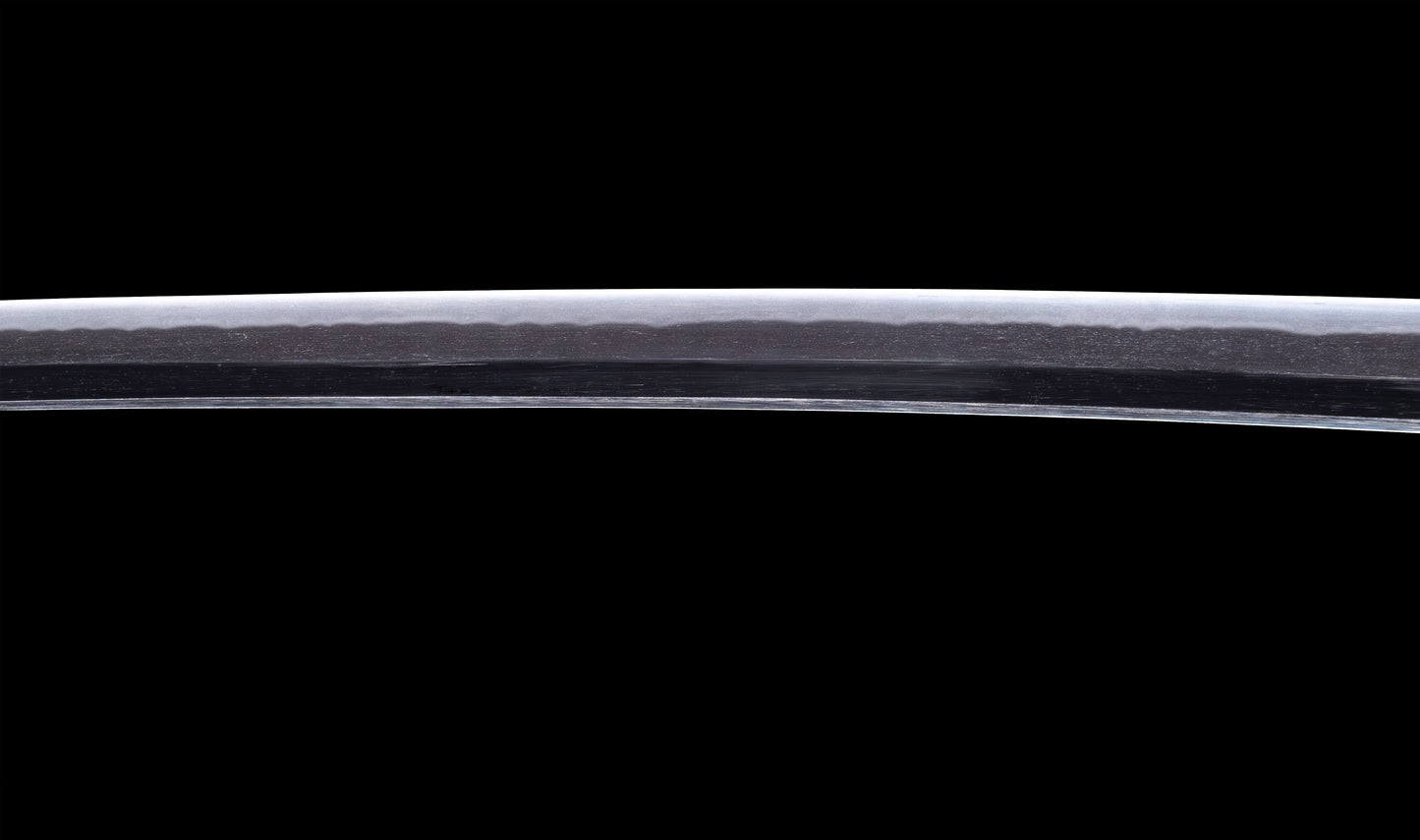 Katana japonesa antigua firmada Kojima Katsumasa con tsuba de hierro tipo paisaje