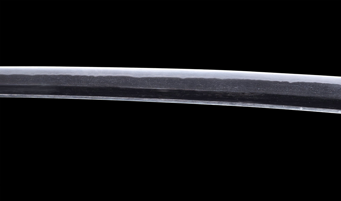 Katana japonesa antigua firmada Kojima Katsumasa con tsuba de hierro tipo paisaje