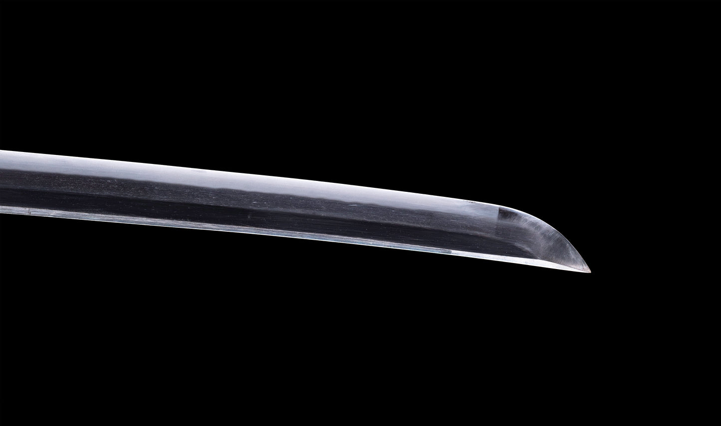 Katana japonesa antigua firmada Kojima Katsumasa con tsuba de hierro tipo paisaje