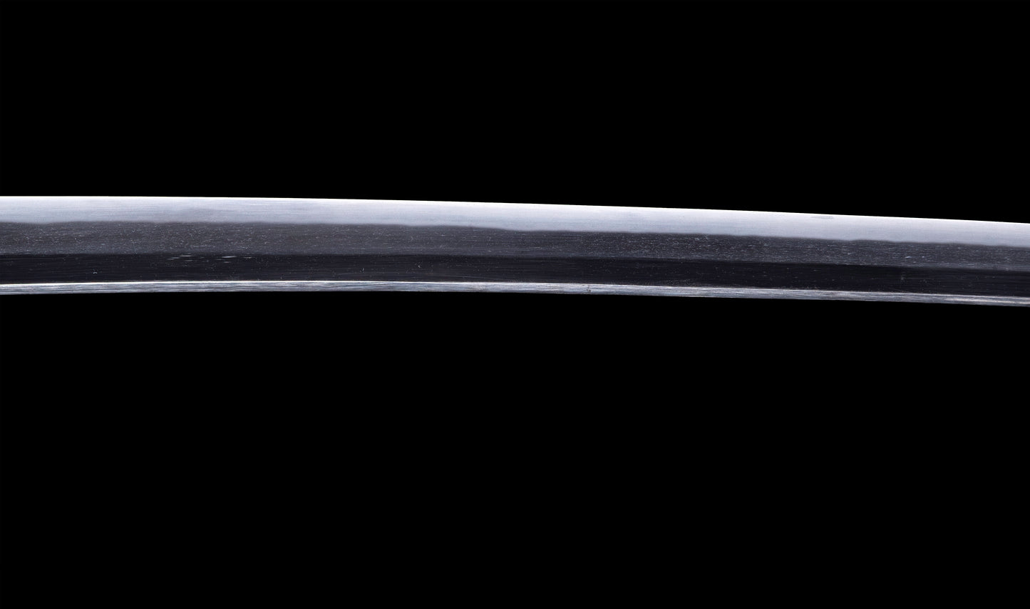 Katana japonesa antigua firmada Kojima Katsumasa con tsuba de hierro tipo paisaje