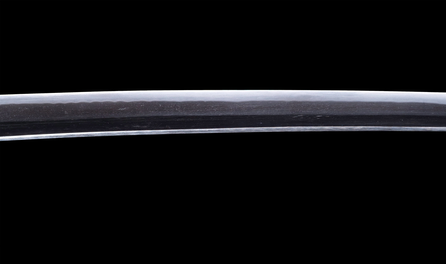 Katana japonesa antigua firmada Kojima Katsumasa con tsuba de hierro tipo paisaje
