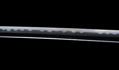 Katana japonesa antigua, tsuba Ave acuática firmado Awataguchi
