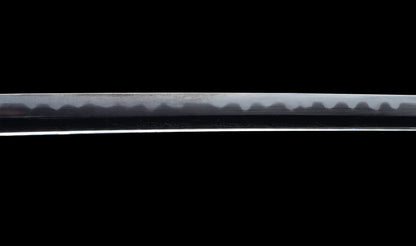 Katana japonesa antigua, tsuba Ave acuática firmado Awataguchi