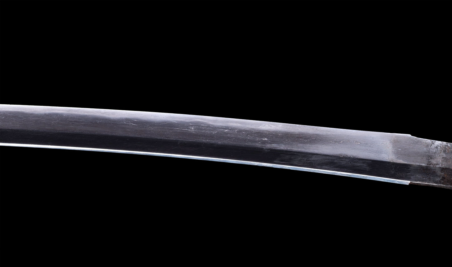 Katana japonesa antigua de Kaifu con doble Hozon y tsuba Gunbai de Myōchin