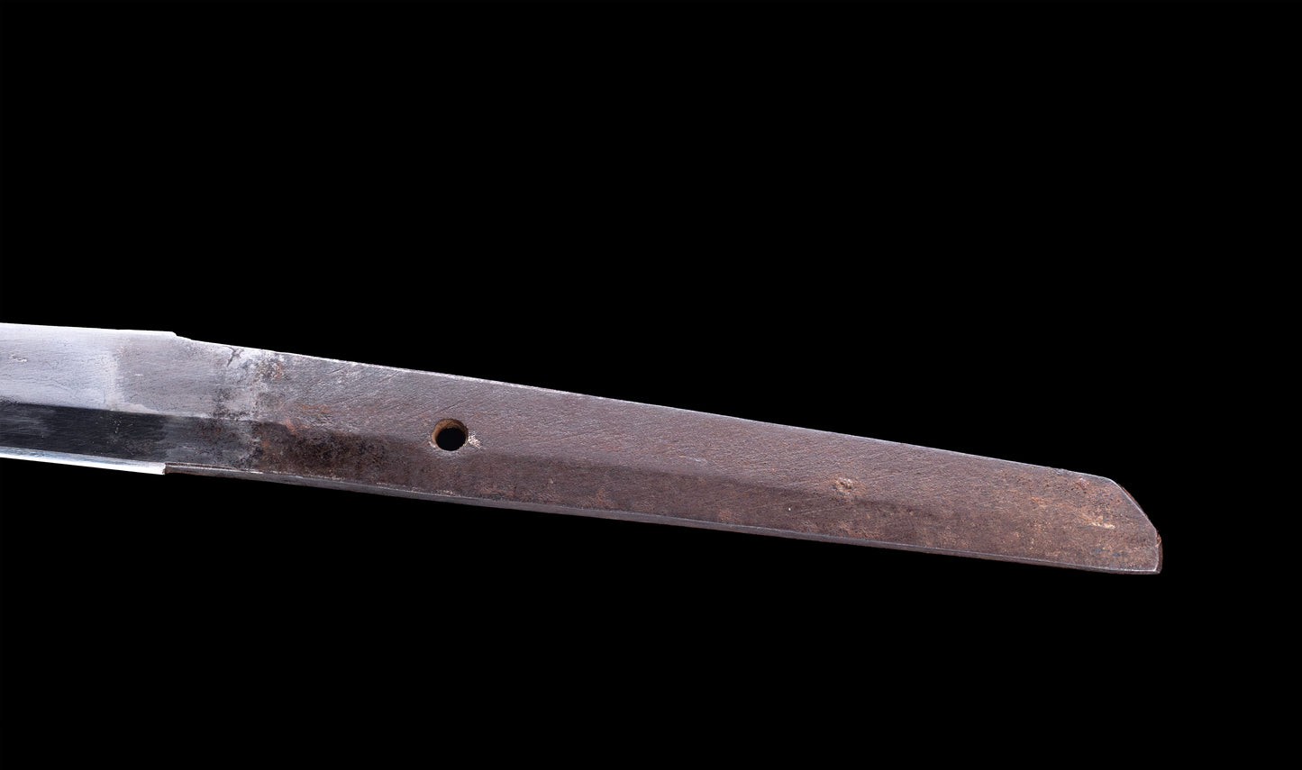 Katana japonesa antigua de Kaifu con doble Hozon y tsuba Gunbai de Myōchin