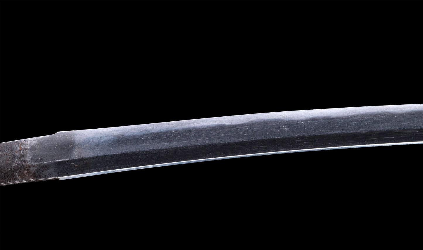 Katana japonesa antigua de Kaifu con doble Hozon y tsuba Gunbai de Myōchin