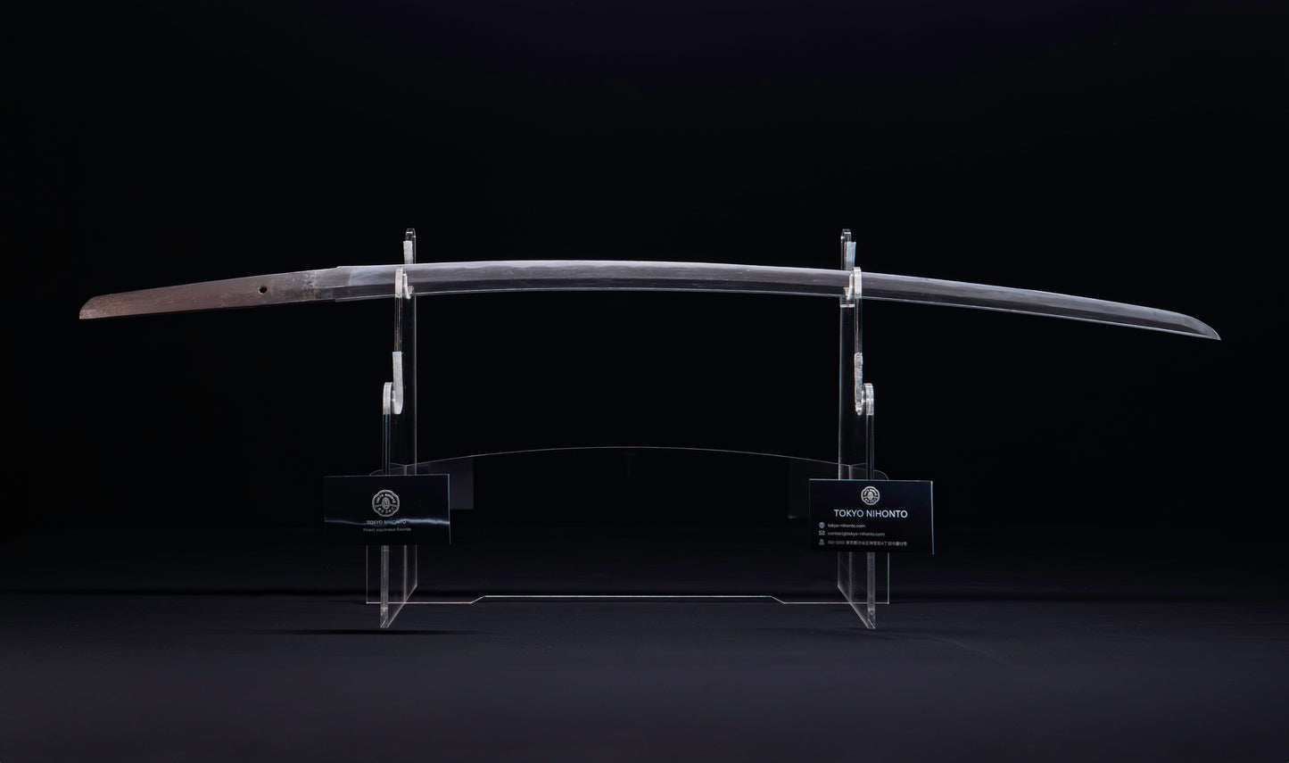 Katana japonesa antigua de Kaifu con doble Hozon y tsuba Gunbai de Myōchin