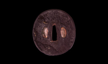 Antique Japanese Katana with Seated Sages Iron Tsuba and Suguha Hamon, Mumei, Edo Period